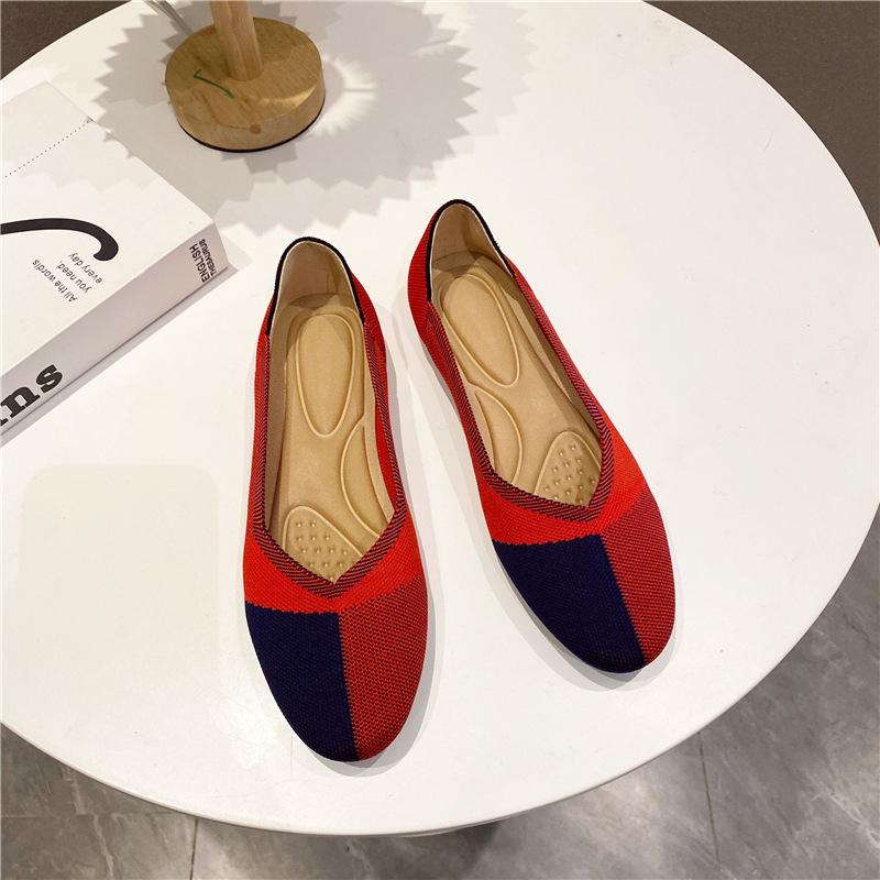 

Temperament Fan Women s Knitted Shoes Egg Roll Shoes Women s Color Flat-bottomed Light Mouth Doudou Shoes 43