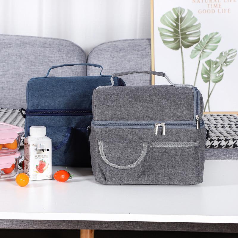 Waterproof Insulated Double-Layer Lunch Tote - Student & Office Bento Bag with Thick Aluminum Foil Lining