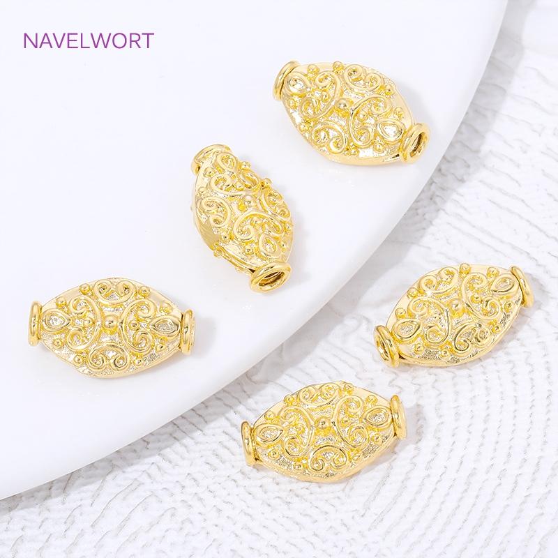 18K Gold Plated Oval Loose Beads Spacer Beads For Jewelry Accessories,Separator For Beads,DIY Bracelet Making Supplies