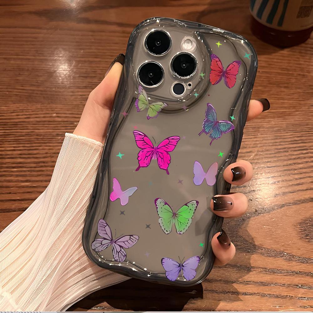 Color butterfly iphone case apple 16 cream pattern 13promax anti-drop 12 soft case 15 protective case 14