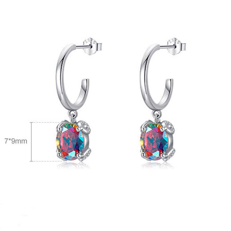 Damen-Ohrringe, S925-Sterlingsilber, bunte Zirkon-Ohrringe, modische Damen-Ohrringe