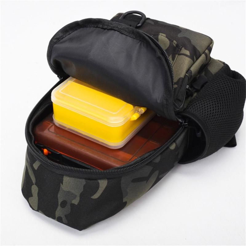 Fishing Tackle Storage Shoulder Bag Outdoor Fishing Shoulder Pack Comfortable Fishing Gear Carrying Bag with Rod Stand