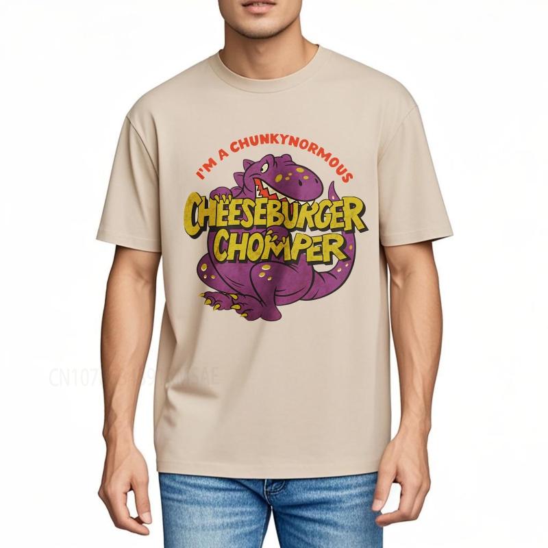Daily Wear summer Man tshirt Im A Chunkynormous Cheeseburger Chomper Short Sleeve Soft ONeck tops summer cotton men tshirt