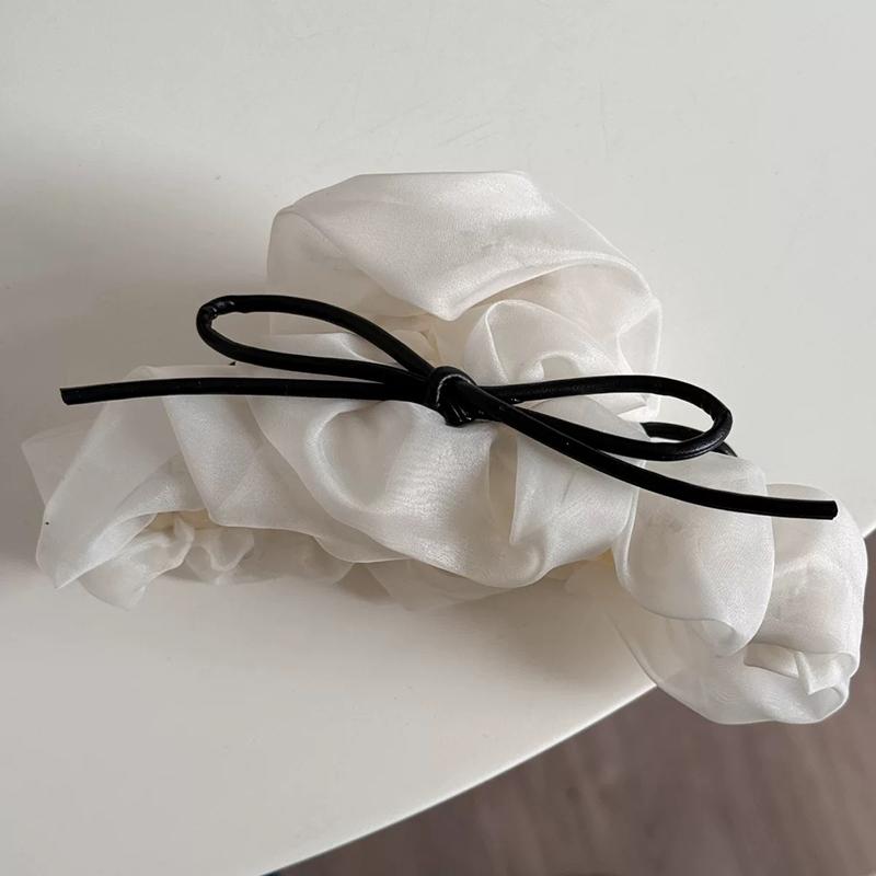 Pleated Bow Hair Claw Clips For Women Girls Sweet Large Hair Decorate Headband French Party Shark Clip Hair Accessories