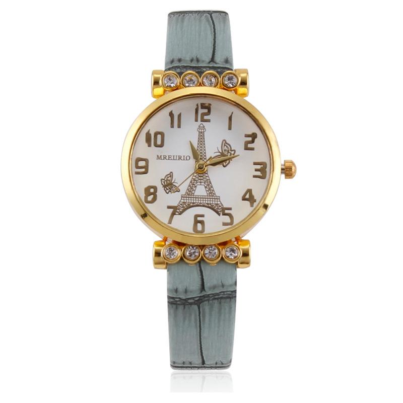 

Нові жіночі модні цифрові кварцові годинники з маленьким циферблатом Ейфелевої вежі бірюзові зелений колір