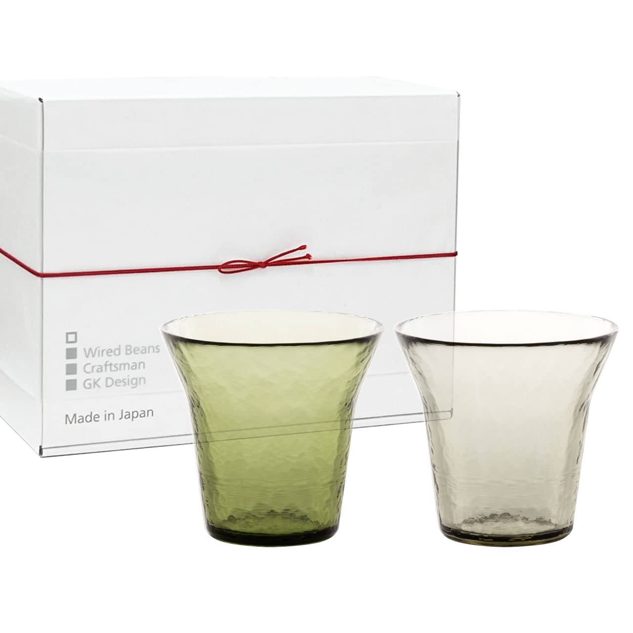 

Wired Beans Eternal Glass Tumbler Pair Set of 200ml Tumbler Glasses Wrapping (Tsugaru Vidro) (Grey/Green) [Gift Available]
