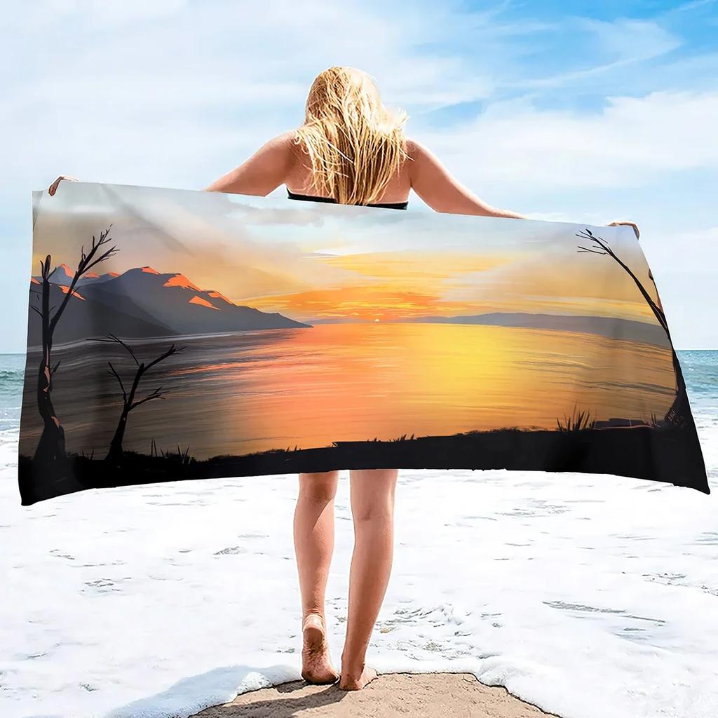 Sunrise Bath Towel Large Soft Lightweight Bath Sheet Blanket Sand Towel Beach Blanket Sand Free-Microfiber Quick Dry Pool Towel