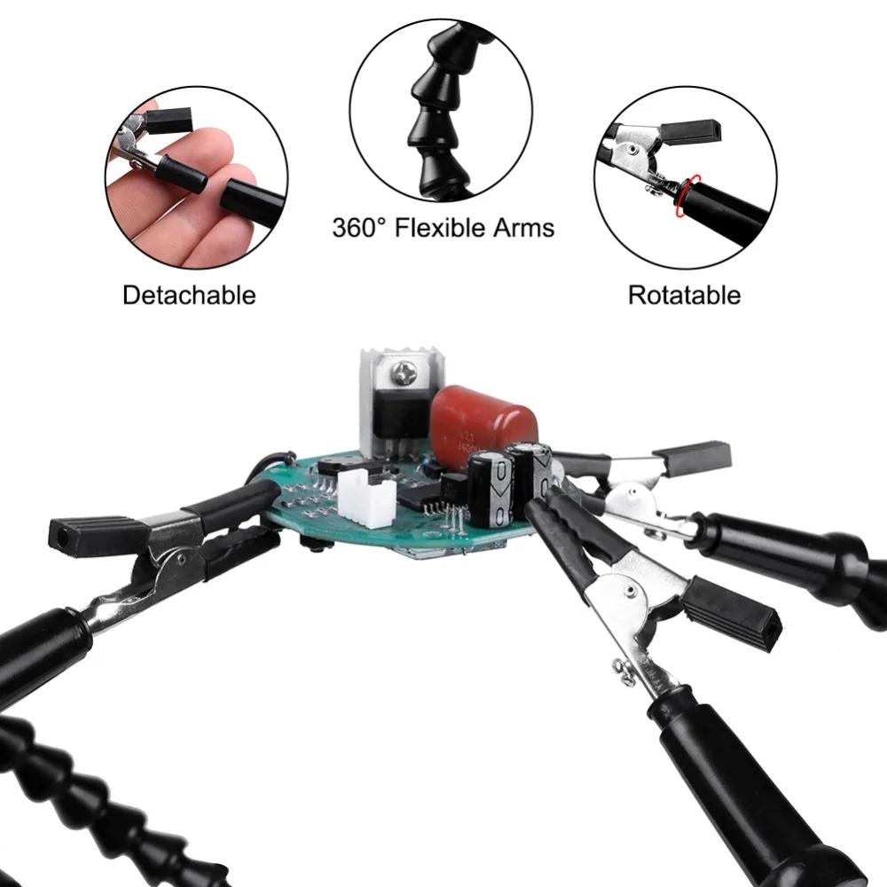 NEWACALOX Soldering Third Hand 4pc Flexible Arm Welding Helping Stand Electronic Repair PCB Circuit Board Holder Model Aircraft