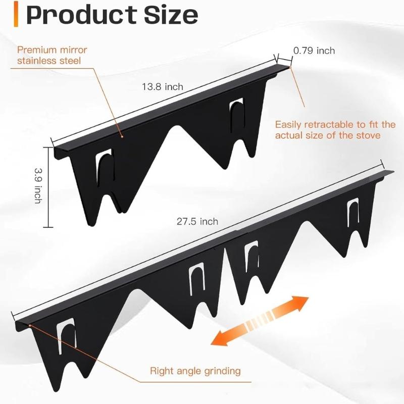 2 Pairs Stainless Steel Kitchen Stove Gaps Filler Adjustable 13.8" to 27.5" Heat Resistant Counter Gaps Protector for Oven