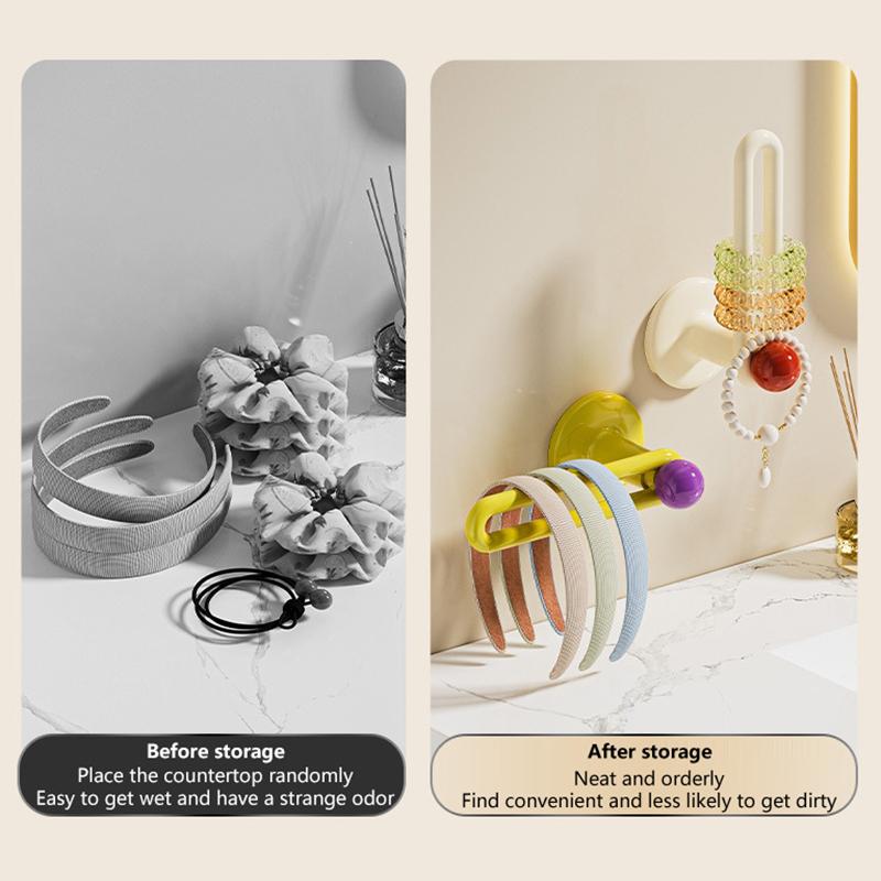 Hair Hoop Storage Rack Wall Mounted Jewelry Organizer Hair Tie Hair Clip Hairband Display Hair Accessories Rack Non Punching