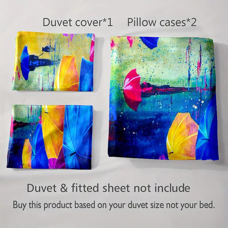Colorful umbrella silhouettes. Bedding Duvet cover sets Duvet covers Pillowcases gifts (1 * Duvet Cover 2 * Pillowcases, without duvet insert)
