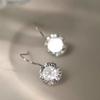 New 925 Sterling Silver Round Zircon Earrings Personality Charm Simple Style Earrings Birthday Gift for Women Exquisite Jewelry
