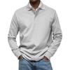 Men's Navy Blue Textured Long Sleeve Polo Shirt Autumn Casual Top