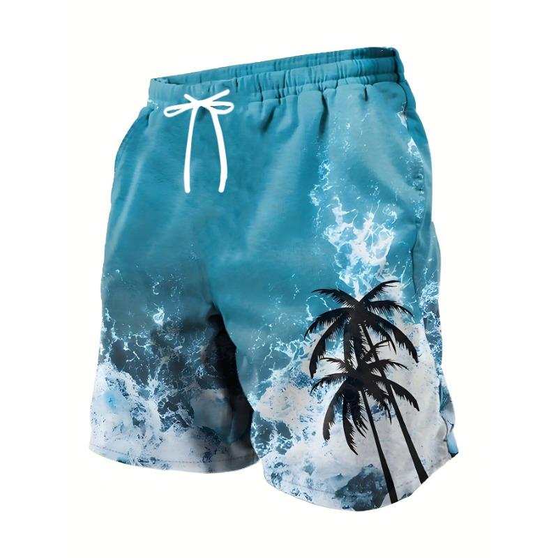 Men s Stylish Palm Tree Print Beach Shorts M