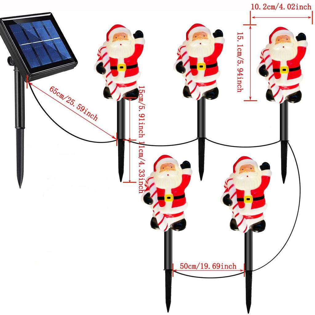 Solar Santa Claus LED Garden Stake Lights for Outdoor Lawn and Courtyard