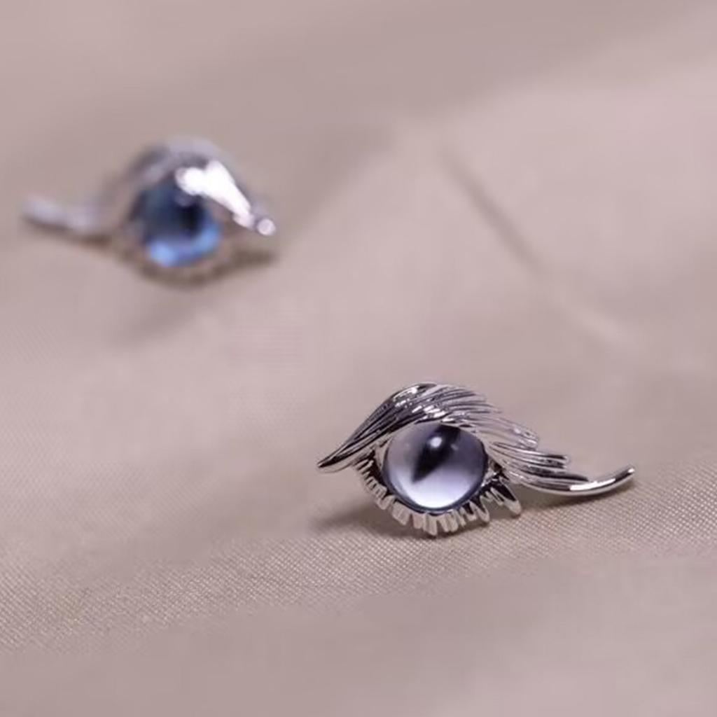 2Pcs Simple Angel Feather- Wings Cat Eye Earrings Female Ins Popular All-match Hip-hop Street Earrings for Birthday Gift