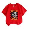 Kids Boys Girls 100% Cotton Crew Neck Short Sleeve T-Shirt, Cool Wild Child Skull Pattern Casual Breathable Tee, Fashion Streetwear Top for Daily Play