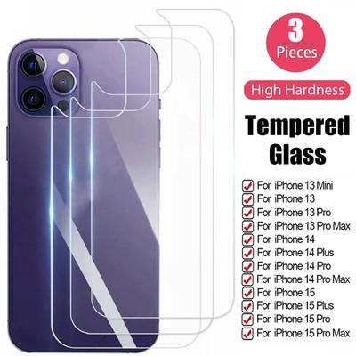 3 шт. заднього загартованого скла для телефонів iPhone 11 12 13 Mini 13 14 15 Pro Max Захисна плівка для заднього екрана для iPhone 14 15 Plus