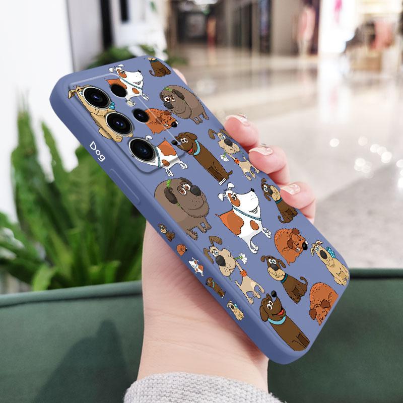 

Cute Dog Pack Phone Case For Samsung Galaxy S26 Plus Ultra Silicone Cover Galaxy S26 Ultra светло-синий