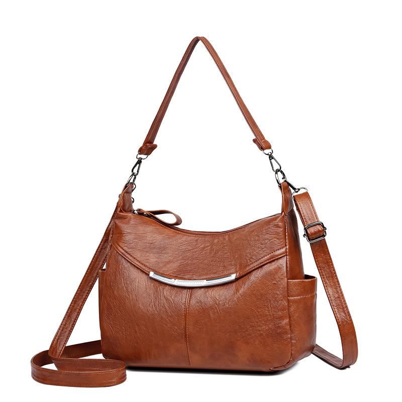 Retro single shoulder armpit bag large capacity tote bag women's soft leather oblique span bag women's versatile high-end mother bag