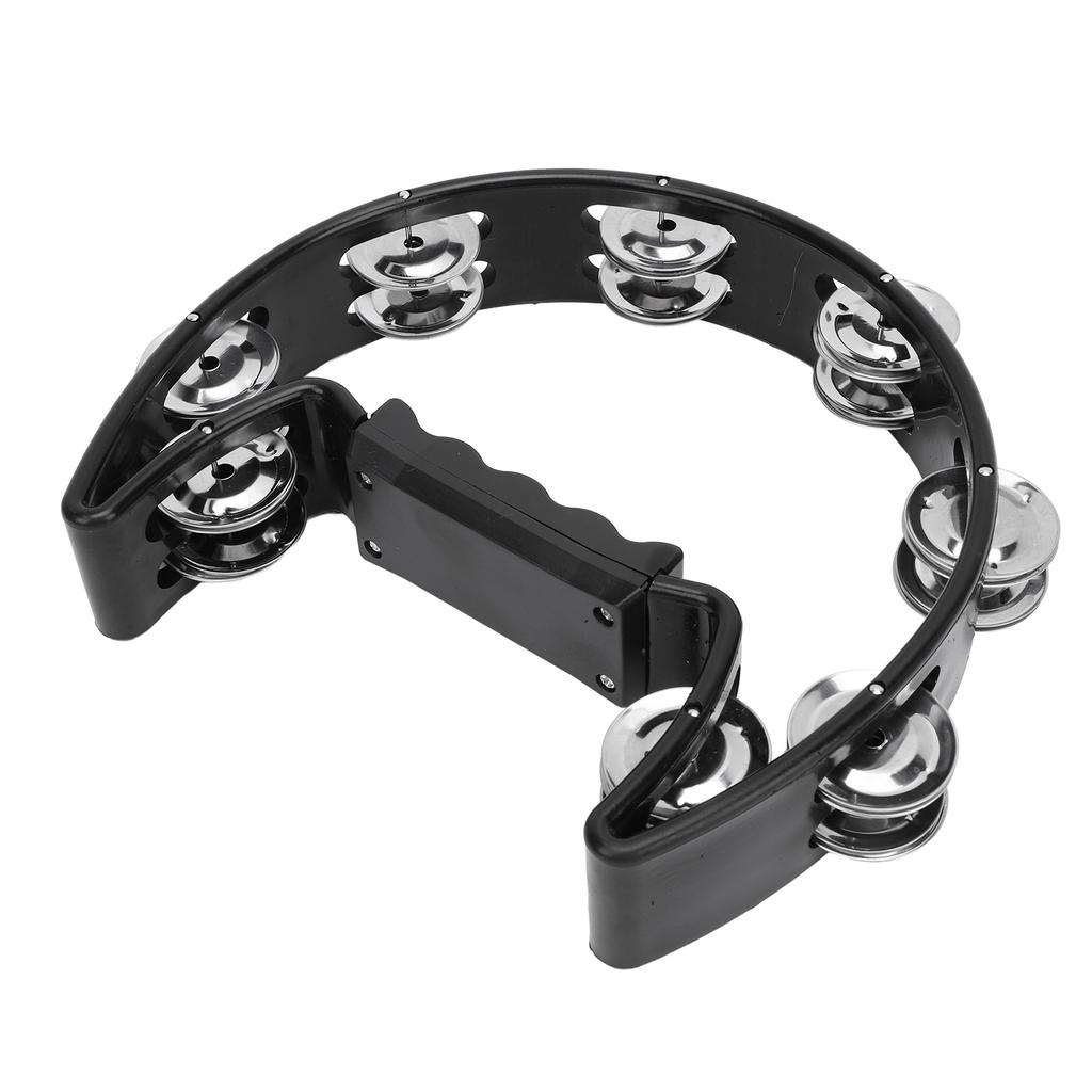Tambourine Jingle Black Cat Shape Non Slip Handle Half Moon Handheld Tambourine for Party