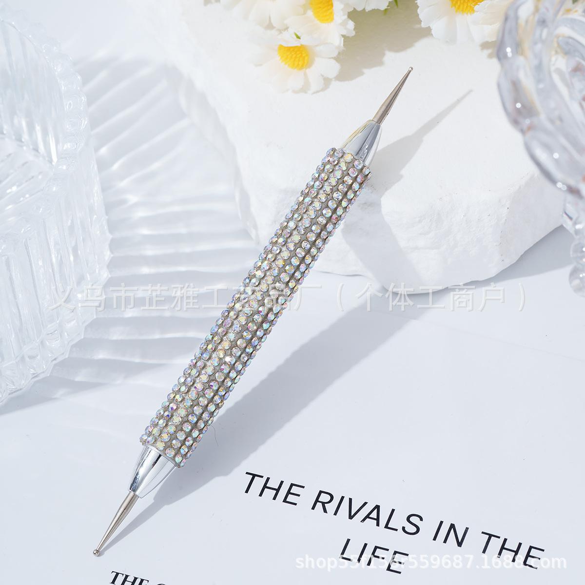 

Diamond-encrusted manicure point drill pen Single manicure painting flower Fine creative tool Painted sticky drill indentation wire pen