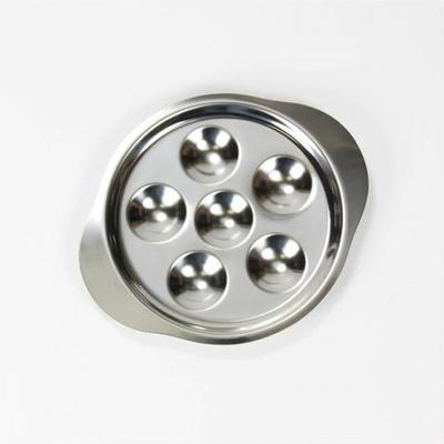 Snail Dish - Stainless Steel - 15 Cm - Grey Color - 6 Indentations - Stable for Shells