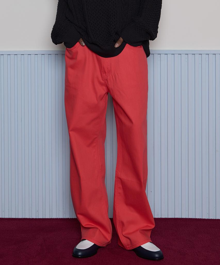 TAKEASY Slub Cotton Wide Pants (Red)