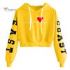 Sweatshirt Women Hoodie Exquisite Pattern Long Sleeve Ribbed Cuff Windproof Breathable Keep Hooded Warm Cotton Blend Letter Heart Printing for Dating