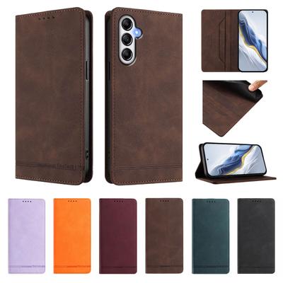 Magnetic Book Case For Samsung Galaxy A54 A34 A24 A14 A04e A73 A53 A33 A23 A13 A03 Core A03 RFID Anti-Theft Leather Cover Card