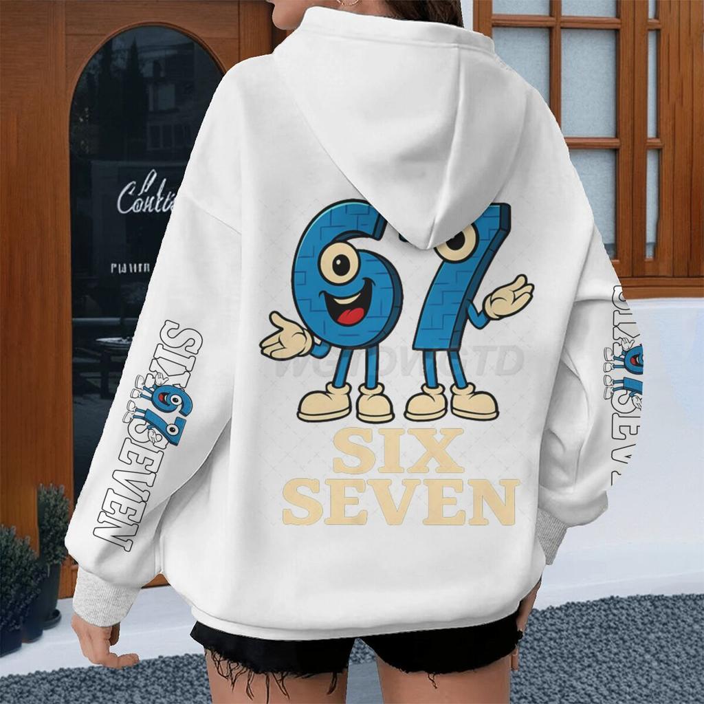 Men Women Meme Six Seven Hoodies Vintage Long Sleeve 67 Theme Streetwear Loose Six Seven Fun Couple Hoodie