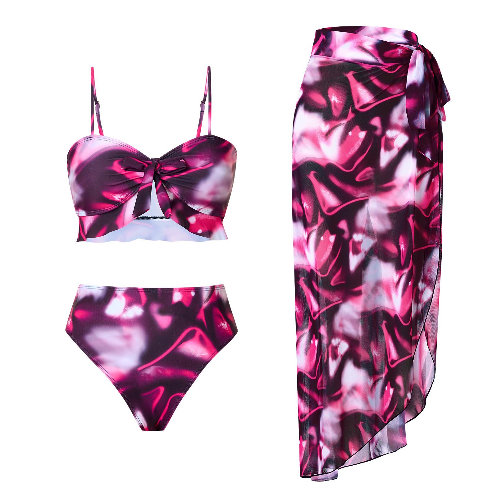 

Женский раздельный купальник-трикини из трех частей с принтом, европейский и американский стиль, 2025 год XL