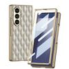 Samsung Zfold7 Mobile Phone Case Electroplated Plain Leather Shell Film Integrated Lambskin Diamond Pattern Protective Cover