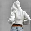 Solid Color Hoodies Women V Shape Long Sleeve Hooded Coat Soft Streetwear Cardigan  Spring