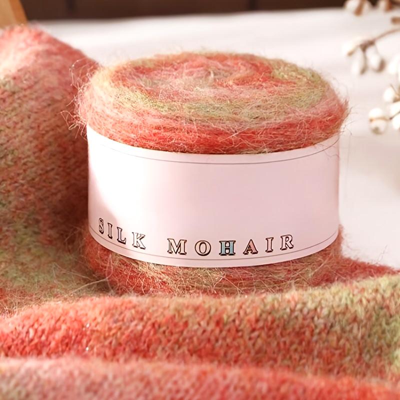 1PC Thread Multi-element Real Silk Pure Cotton Gradient Color Multi-functional Hand Woven Knit Yarn Handmade Gift