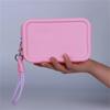 Candy Silicone Makeup Bag With Braided Wrist Rope Portable Lanyard Cosmetic Bags Waterproof Zipper Toiletries Lipstick Bag