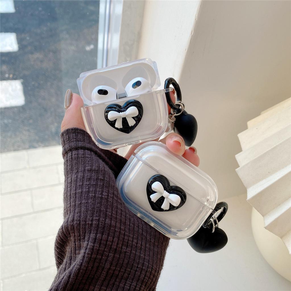 Black Love Bow Is Suitable for Apple AirPods 1 Generation Bluetooth Headset Protective Case Pro1 Generation Headset Case 1st Generation
