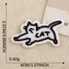 Korean Cat and Bowl Embroidery Iron-On Patch for DIY Journals
