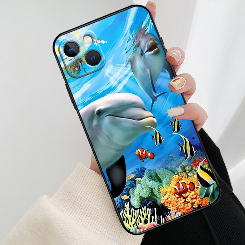 Cute Dolphin Ocean Phone Case For iPhone 17 Pro Max 15 14 13 11 12 16 Pro Max mini 15 16 Plus 16e 17 Air Cover