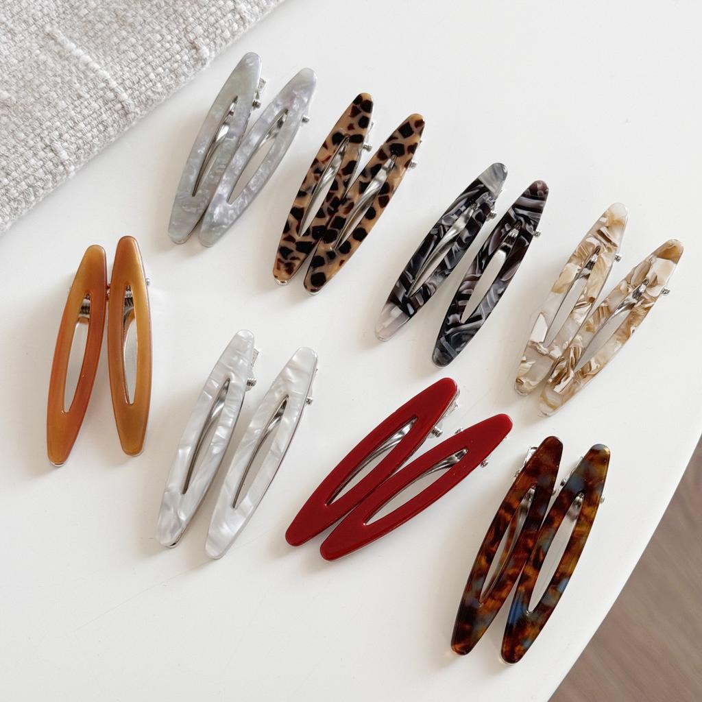 2 Stück/Set Acetat Haarspangen Ausgehöhlte Ovale Geometrische Haarspangen Seitliche Spangen Haarnadel Damen Haaraccessoires