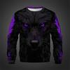 Trend Wolf Face Graphic Sweatshirt Fashion Autumn Long Sleeve 3D Animals Printed Pullovers Cool Streetwear Loose Mens Clothing
