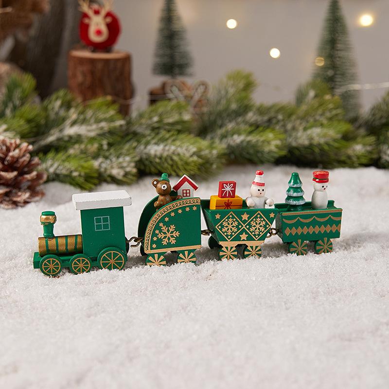 Christmas Decorations Christmas Wooden Train Kindergarten Christmas Gifts Window Decorations Christmas Toys