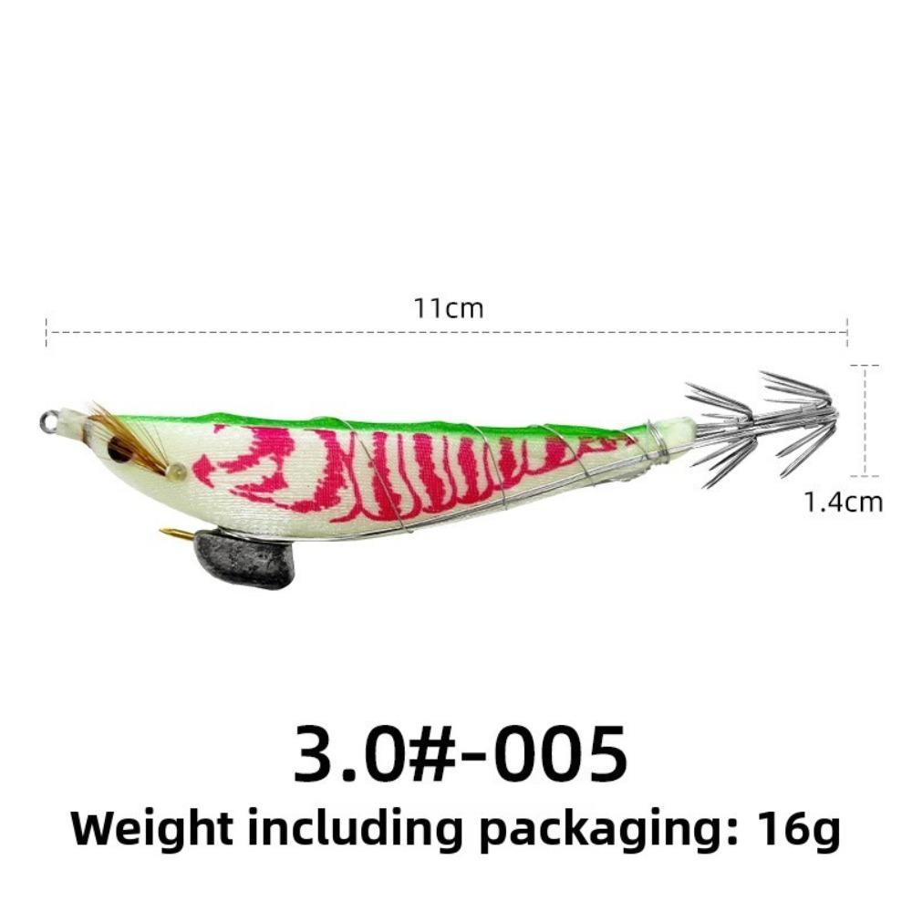 

Saltwater Resistant Luminous Fishing Lure Cuttlefish Shape Steel Wire Hook Boat Fishing 005-3.0#