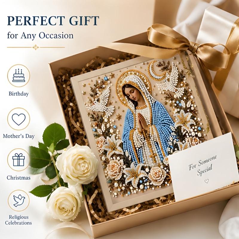 Decorative Placement Project with Display Frame, Religious DIY Artwork Set for Reflective Indoor Display Artwork