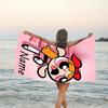 1pc The Powerpuff Girls6 Beach Towel with Custom Name, Beach/Swimming/Bath/Picnic/Camping Towel, Suitable for Seaside Beaches