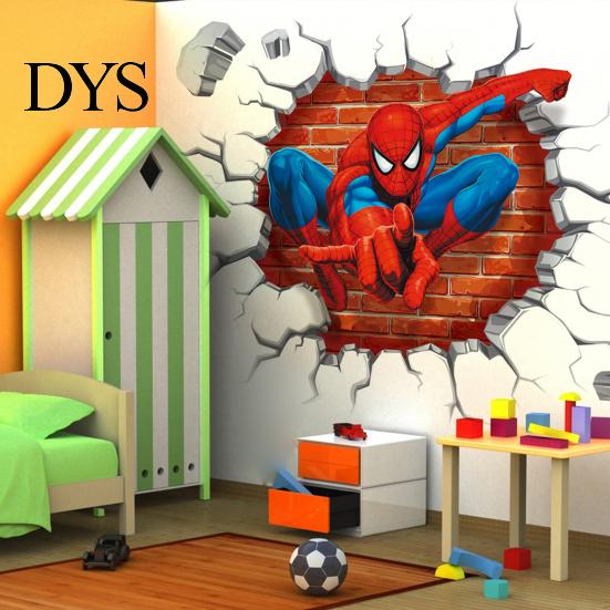 Wallpaper Wall Sticker Cartoon 3D Effect Spiderman Decorative Poster Decal Home Decor Gifts for Kids Rooms Paper