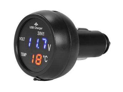 2.1A USB Charger with Voltmeter and Thermometer