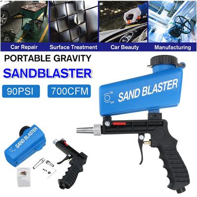 90psi Portable Adjustable Small Air Blasting Machine Gravity Pneumatic Sandblasting Guns Derusting Sandblasting Spray Guns Kit