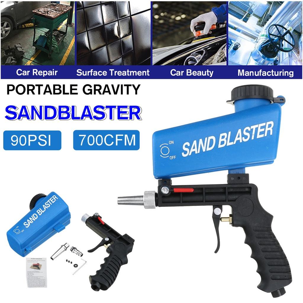 90psi Portable Adjustable Small Air Blasting Machine Gravity Pneumatic Sandblasting Guns Derusting Sandblasting Spray Guns Kit