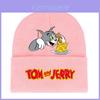 Tom And Jerry Knit Hat Acrylic Warm Ear Flap Cartoon Print Streetwear Beanie For Teens